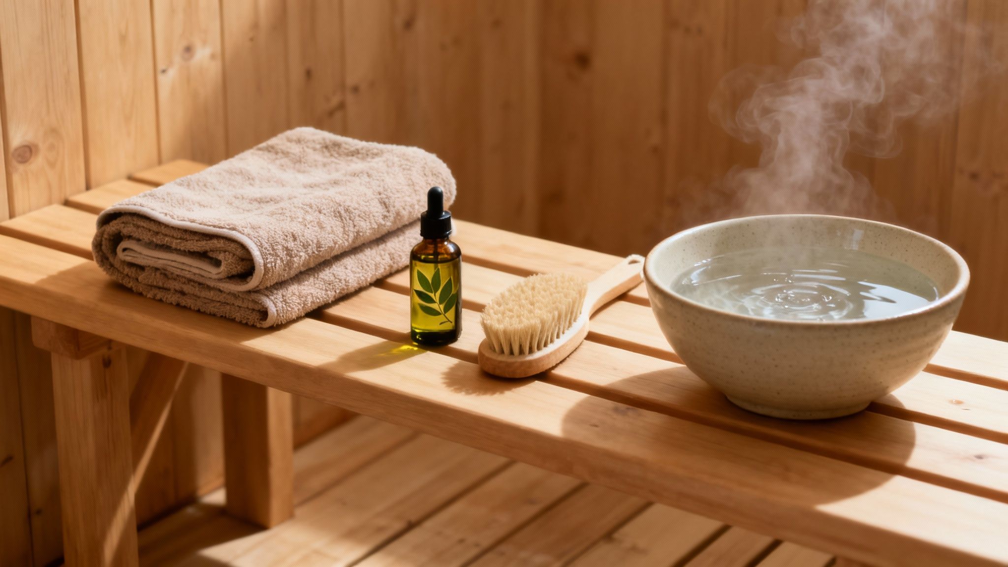 Woman relaxing after using a home sauna