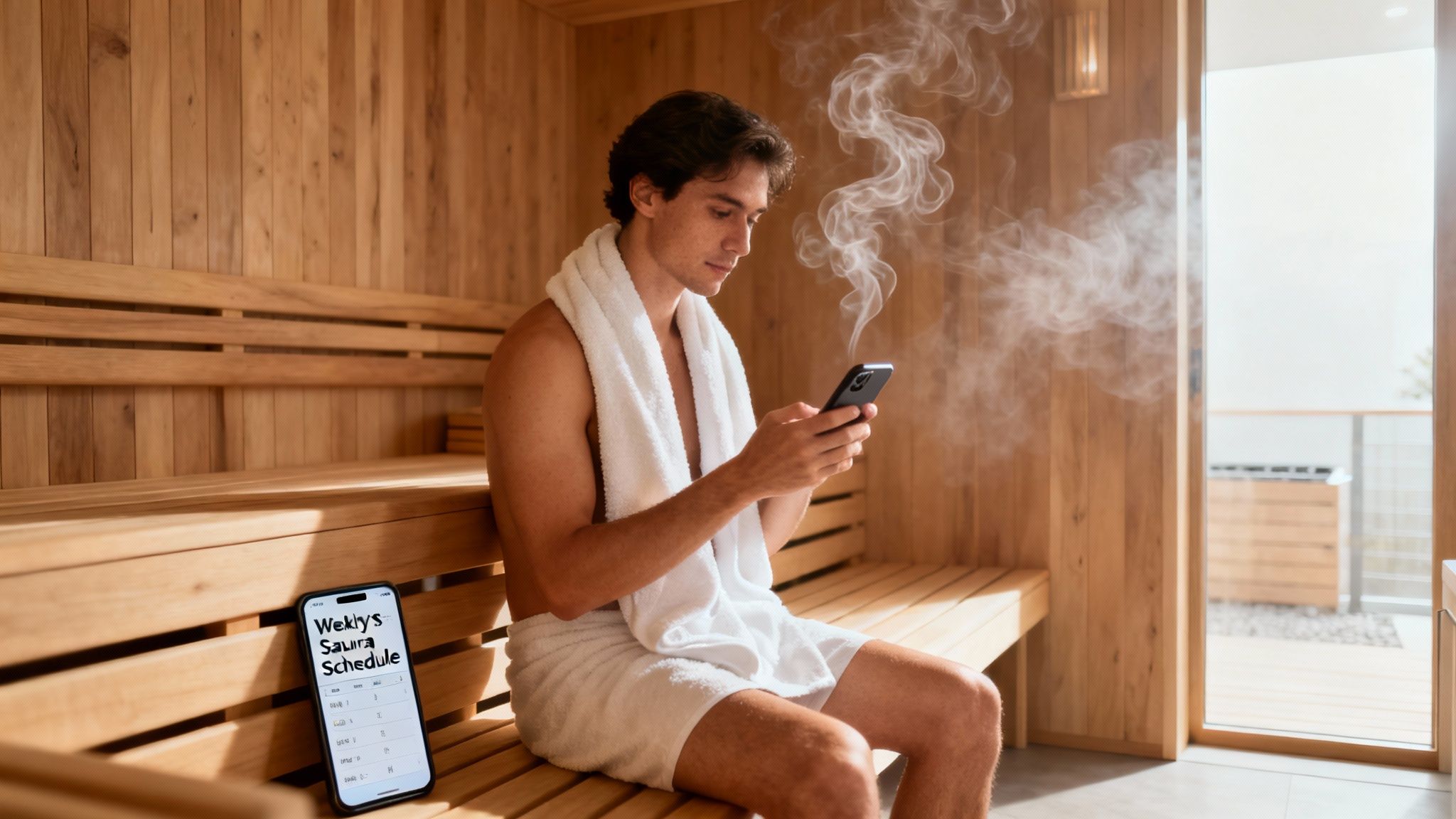Person relaxing in a sauna for heart health