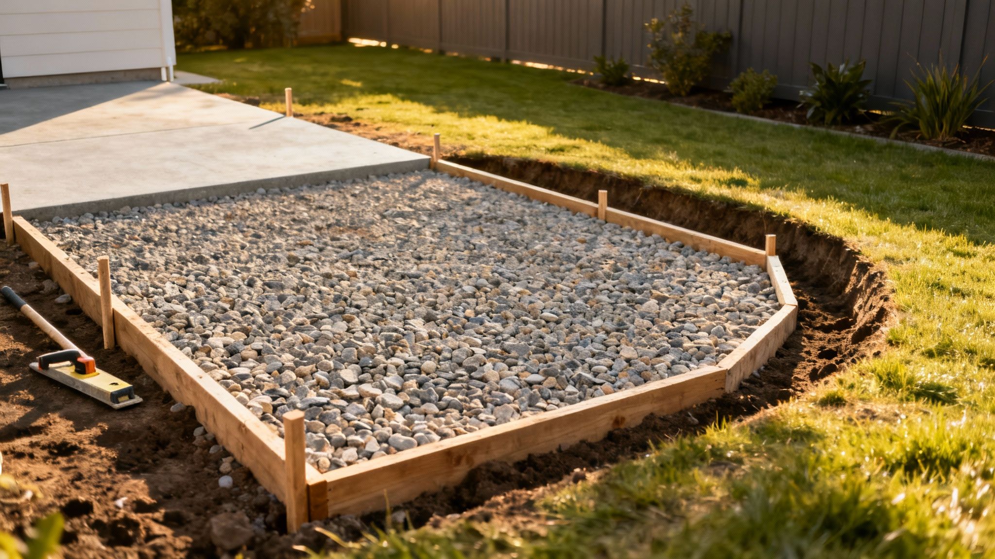 A durable, level foundation is crucial for an outdoor sauna.
