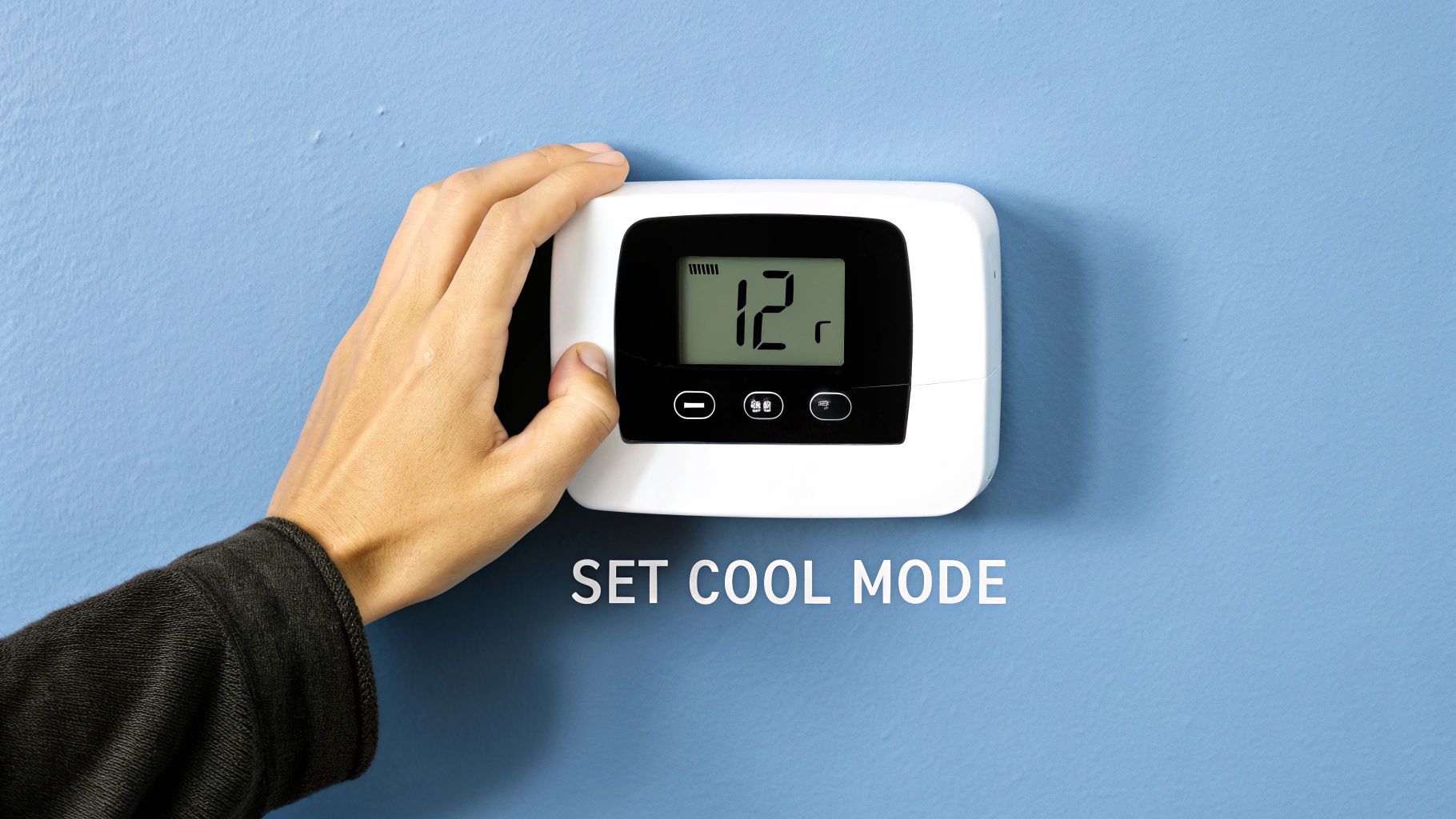 adjusting thermostat to a cool setting