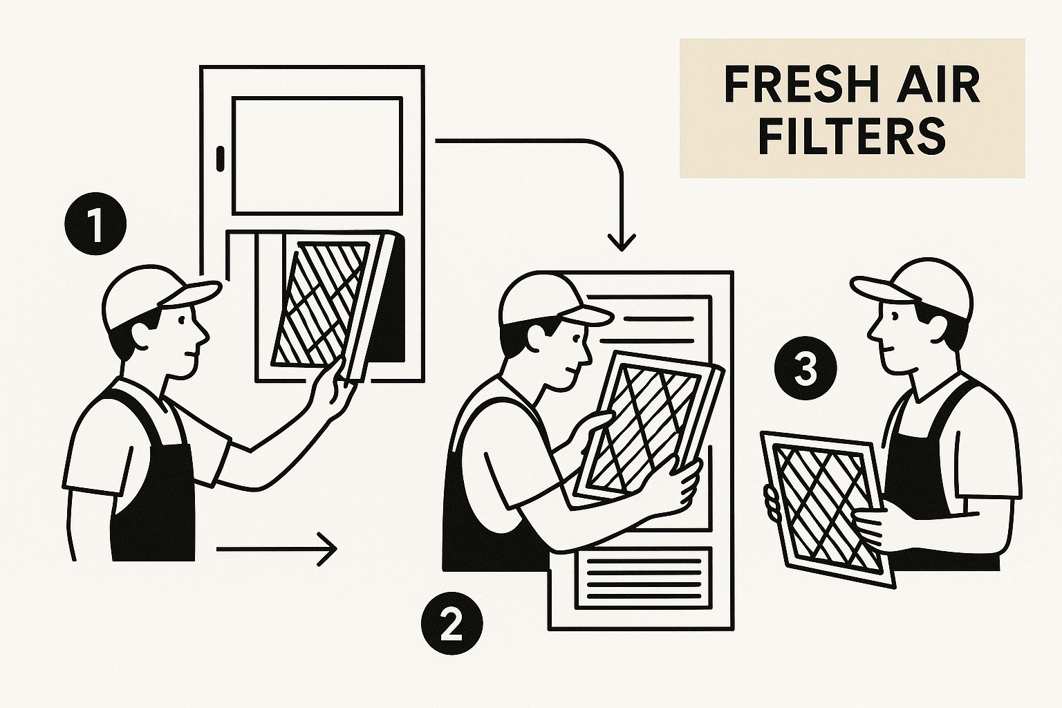 changing HVAC air filter illustration