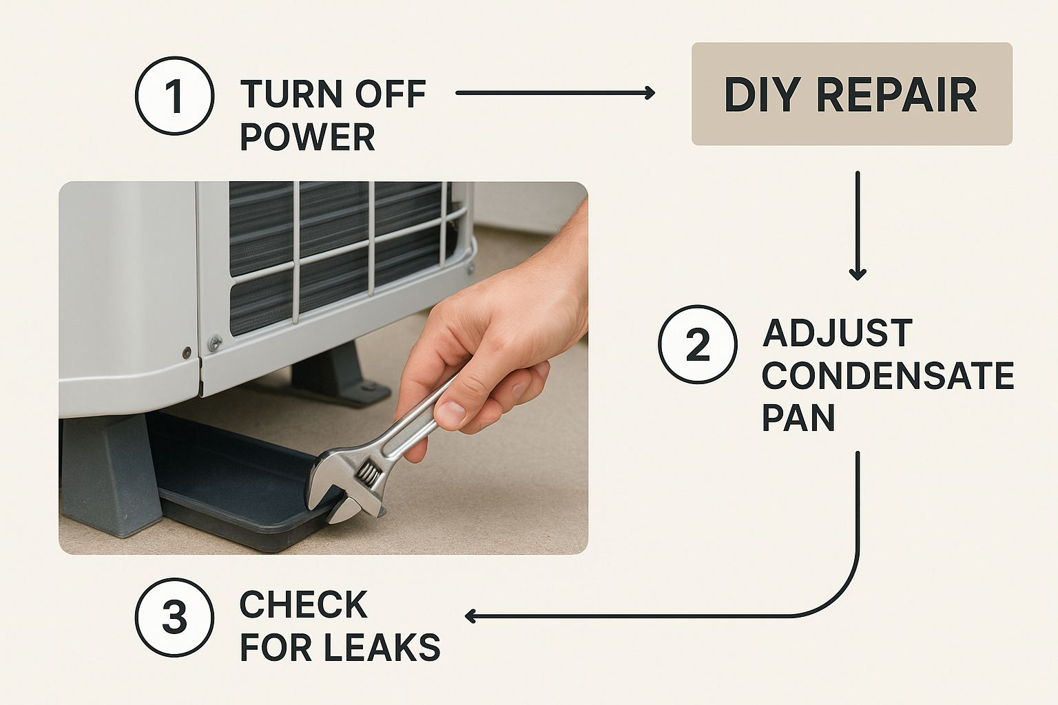 infographic breaks down the simple DIY steps you can take to address common AC leaks