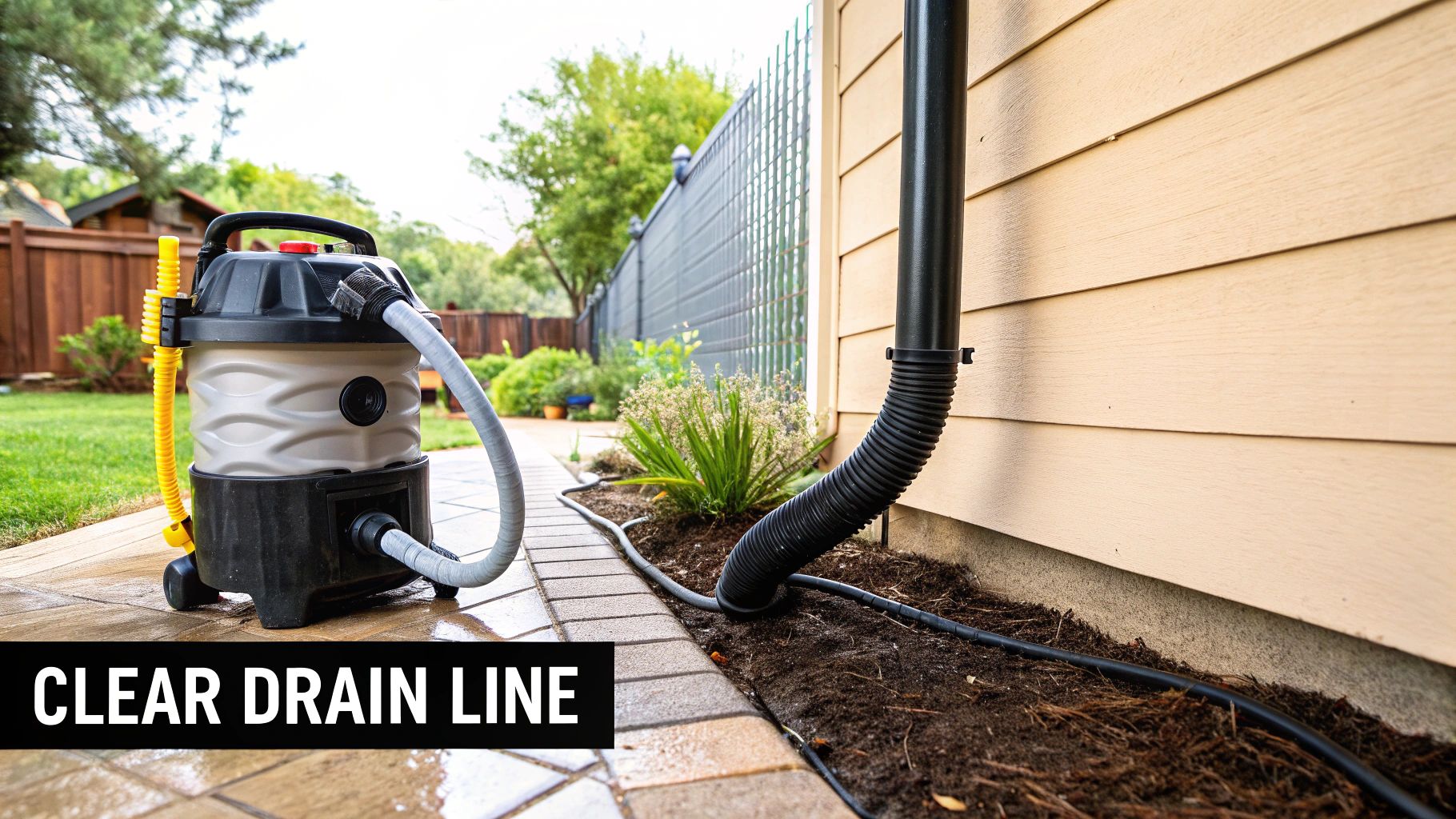 vacuum to clear rater drain line