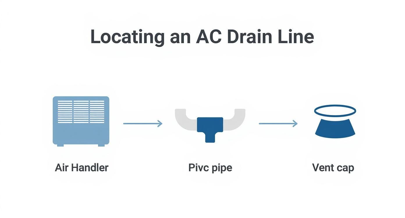 Infographic about how to unclog condensate drain line