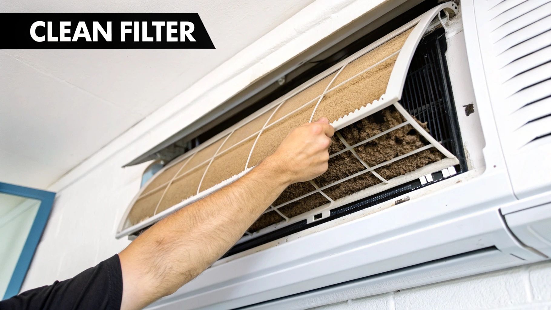 man changing air conditioner air filter