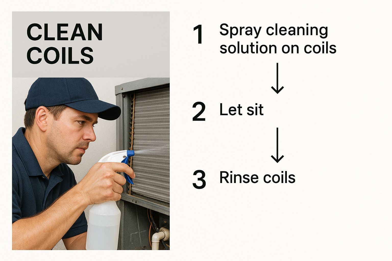 coil cleaning steps graphic
