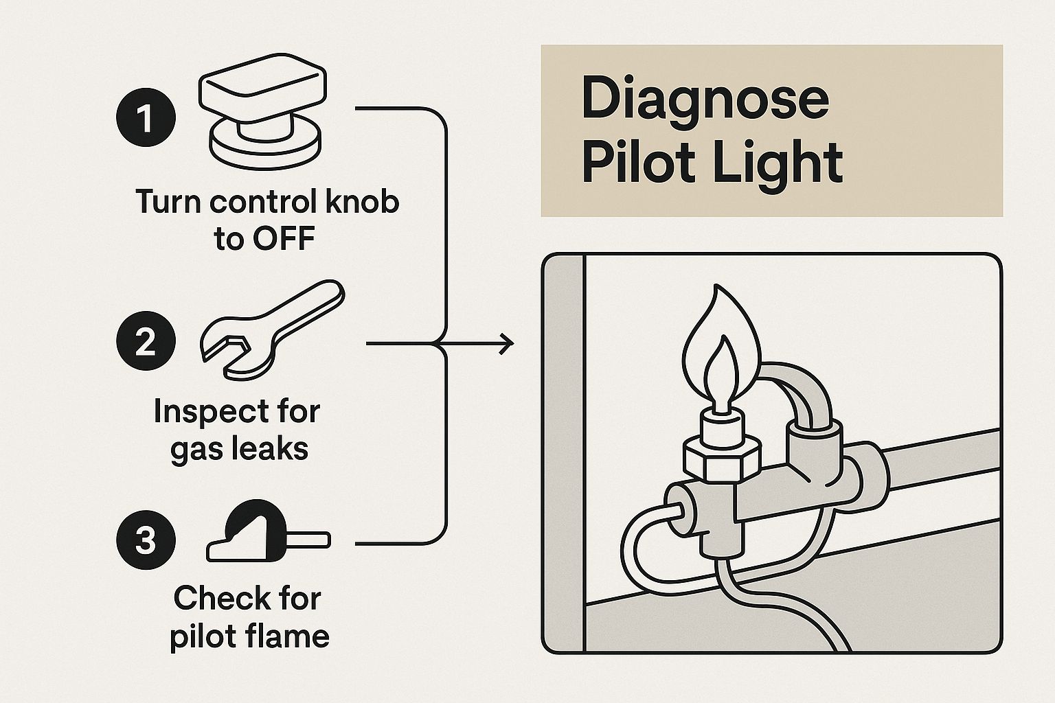 infographic rundown of how to approach a pilot light that keeps going out