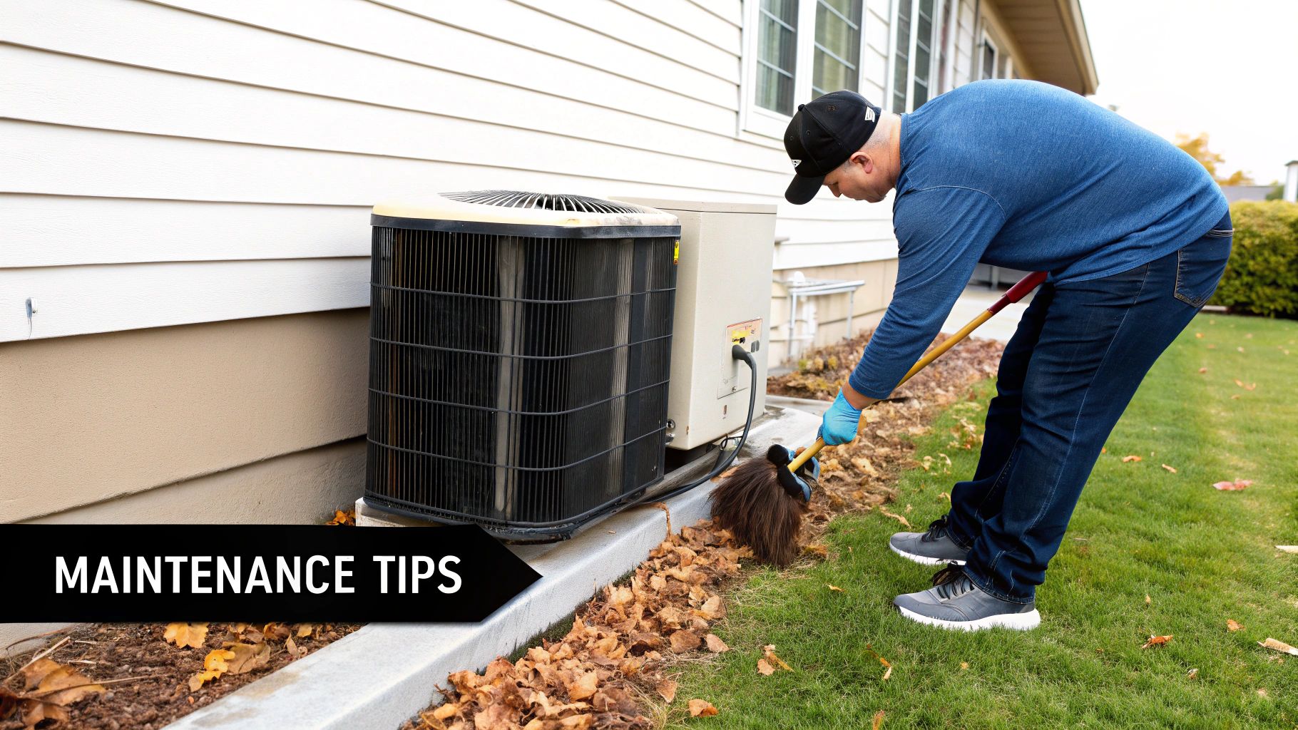 A clean and well-maintained HVAC condenser unit outside a home