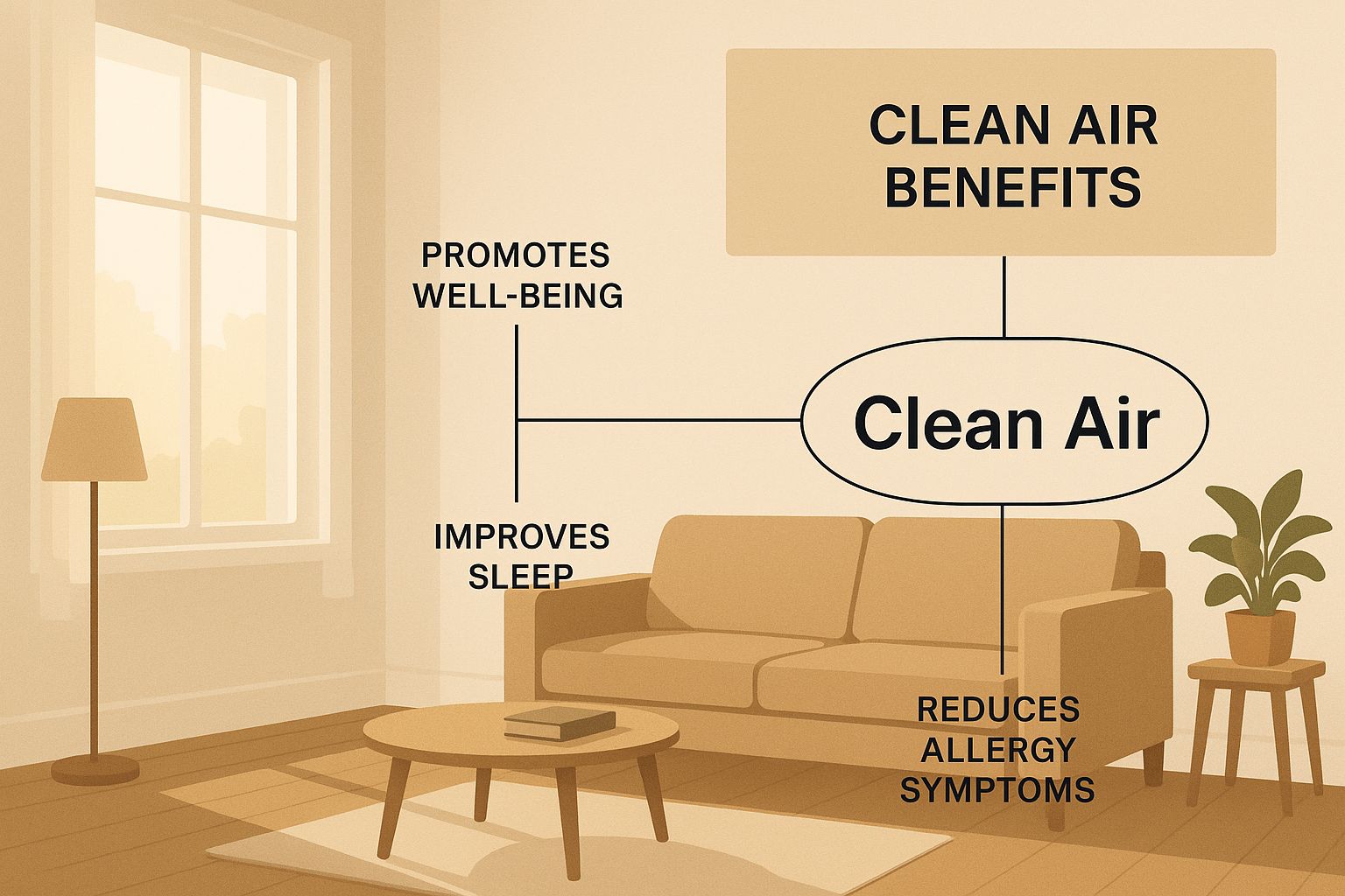 whole home air purification system benefits graphic