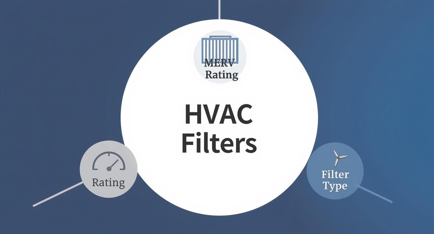 Infographic showing factors to consider when choosing an HVAC filter