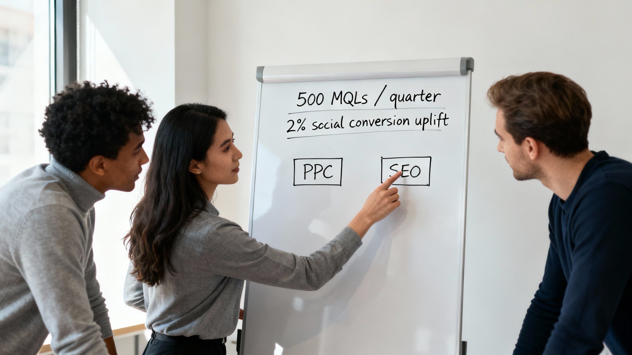 Assortment of digital marketing icons on a dark background