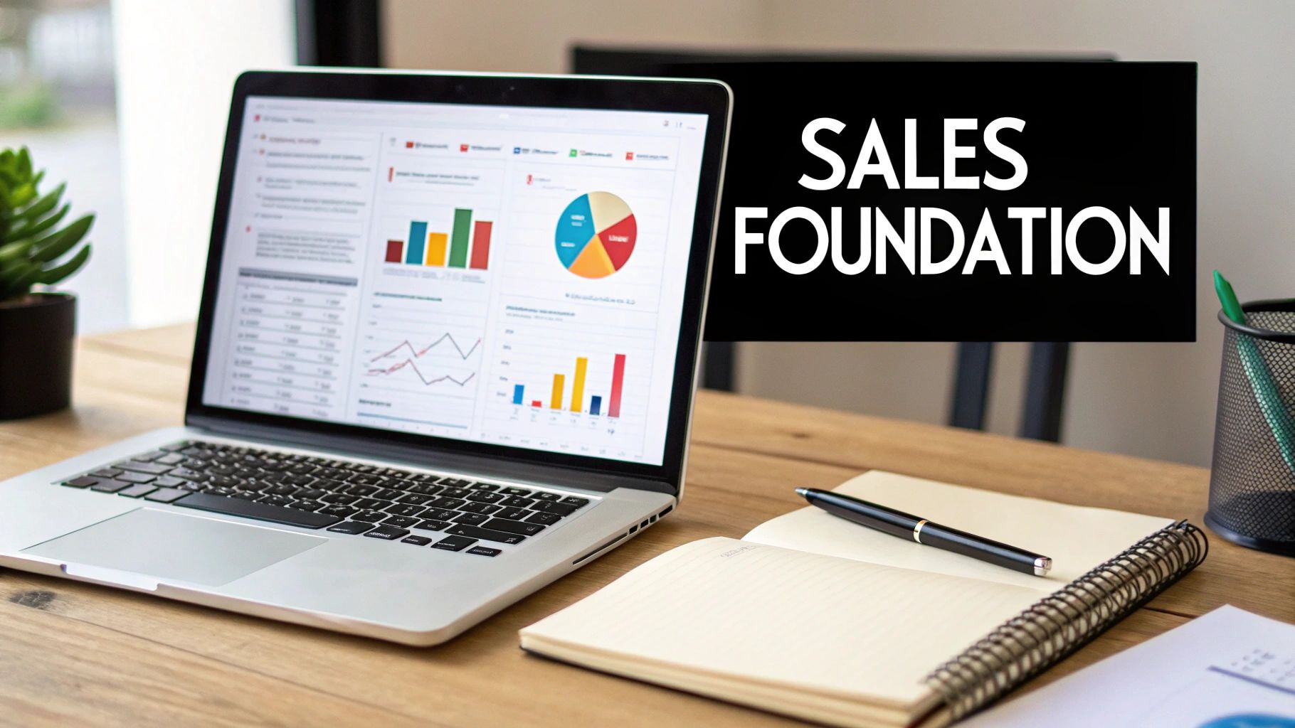 A person analyzing sales data on a laptop, with Amazon's logo visible on a nearby package.