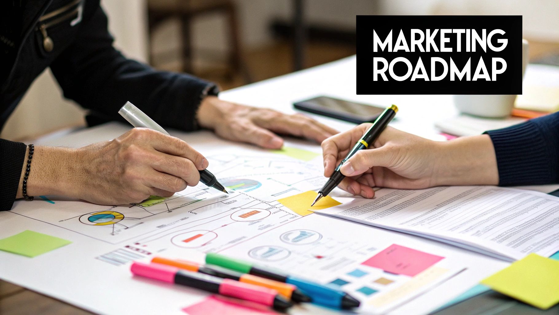 A person drawing a strategic roadmap on a whiteboard, symbolizing the planning process for data driven marketing strategies.