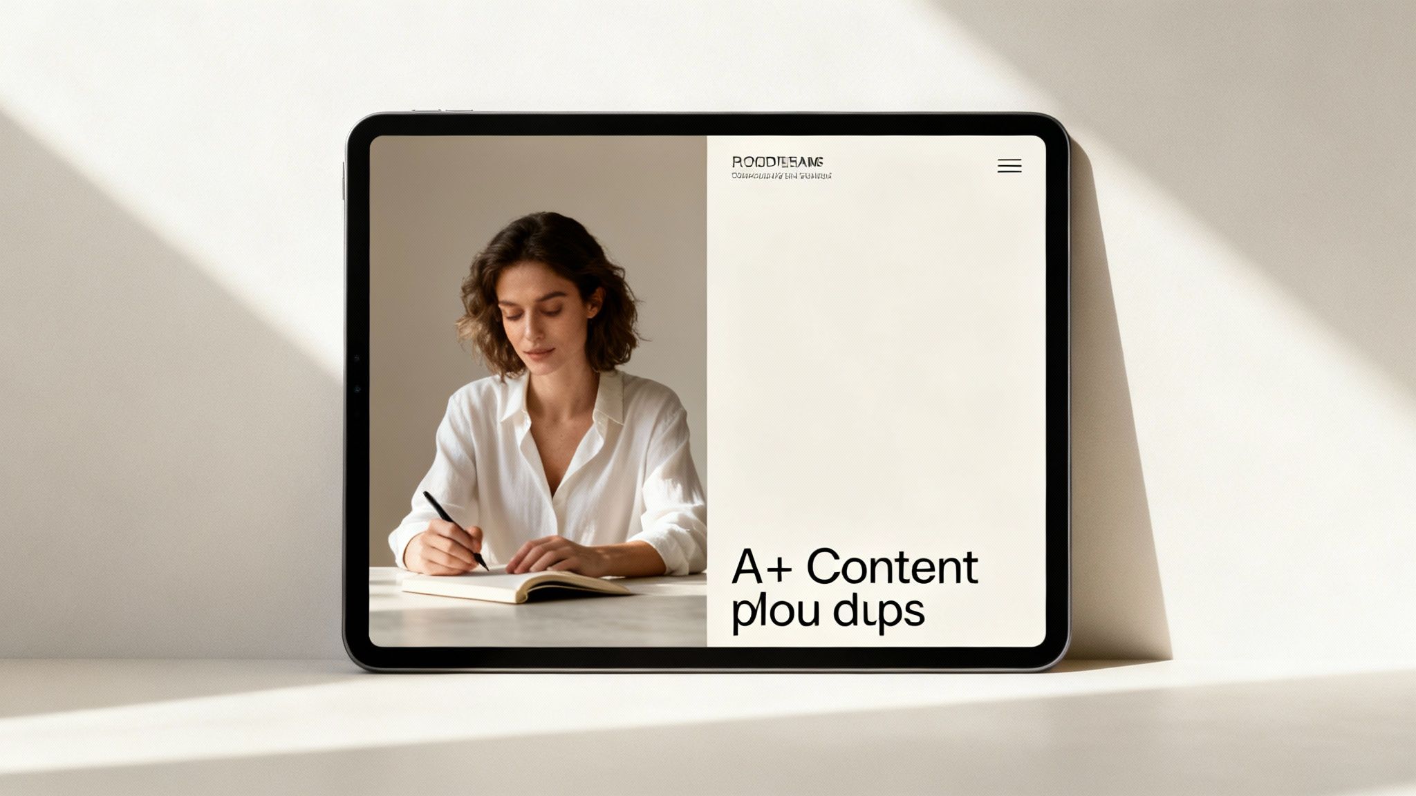 Person optimizing an Amazon listing on a laptop with product images displayed