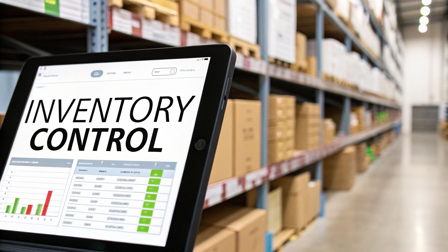 An organized warehouse with shelves of products ready for shipping, showcasing efficient inventory management.