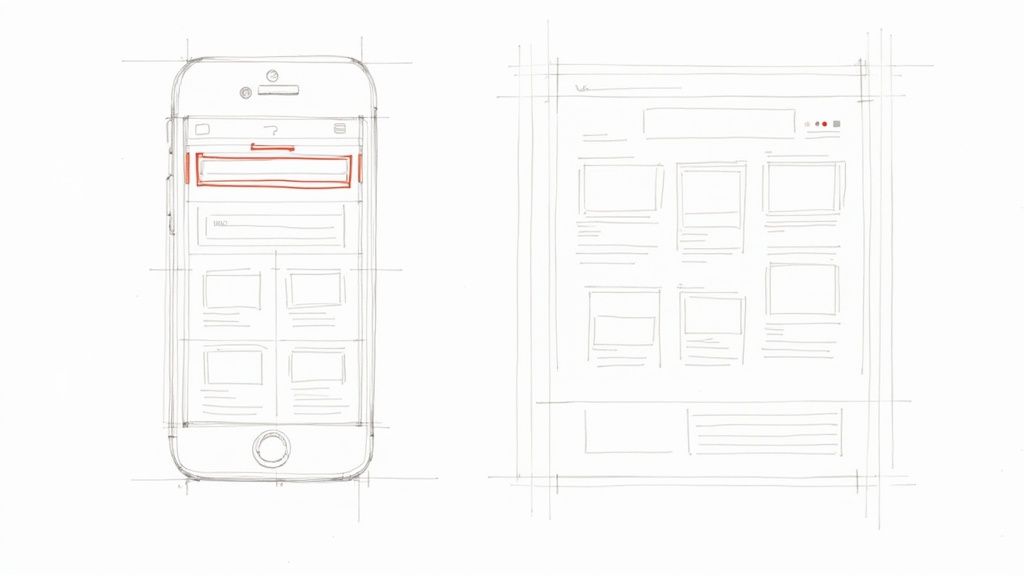 A modern digital interface on a tablet showing well-organized icons and layouts, illustrating digital design patterns.