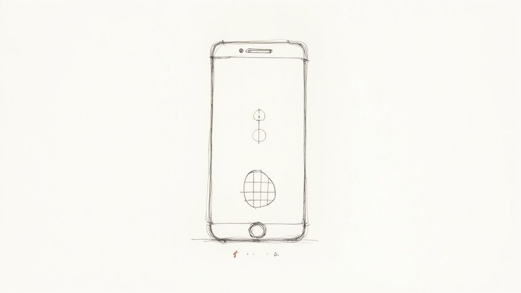 An artistic rendering of several colorful app icons floating above a smartphone screen, with a prominent grid-like app drawer icon in the center.
