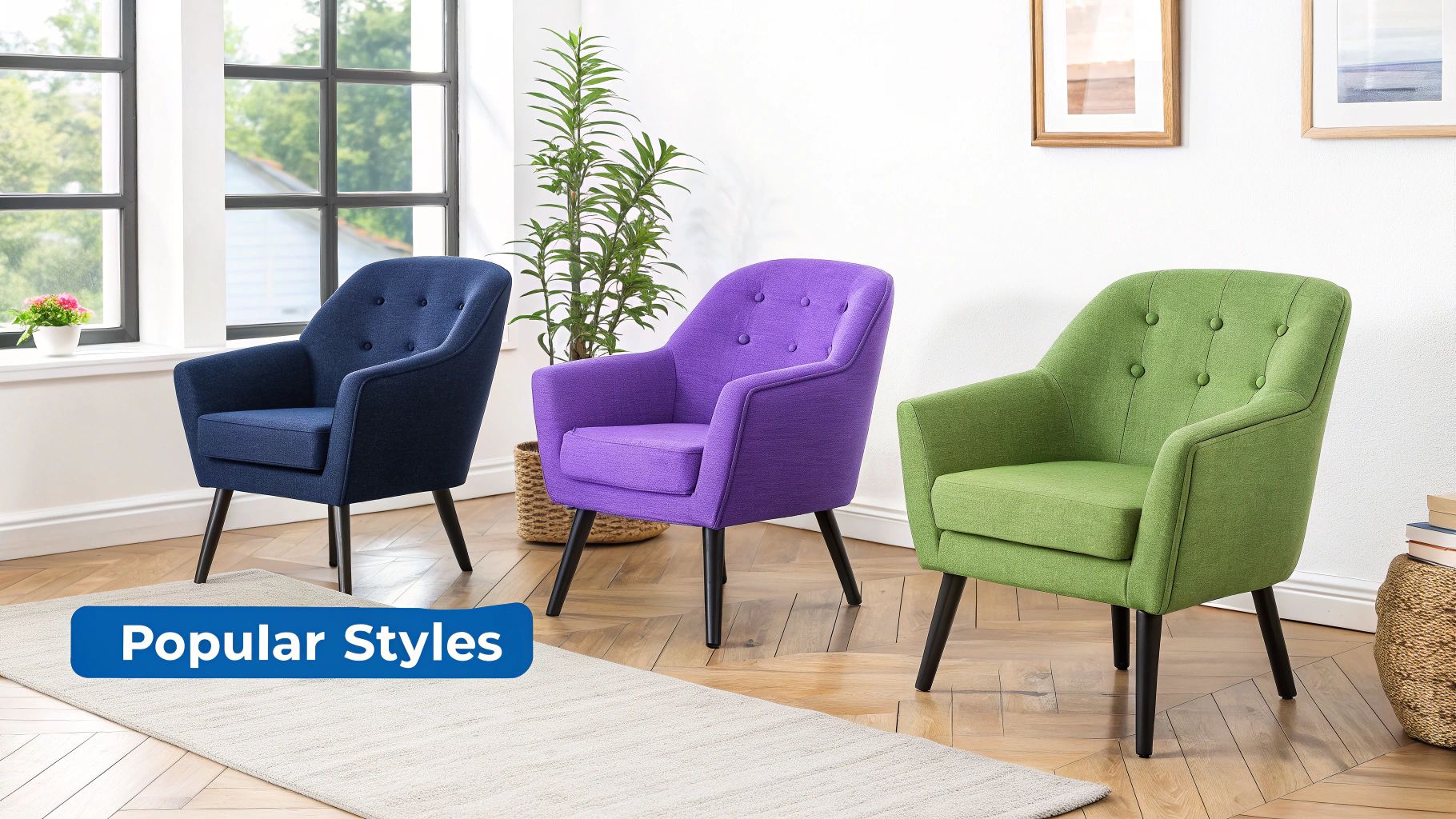 A cozy living room designed in the organic modern style, created using an AI.