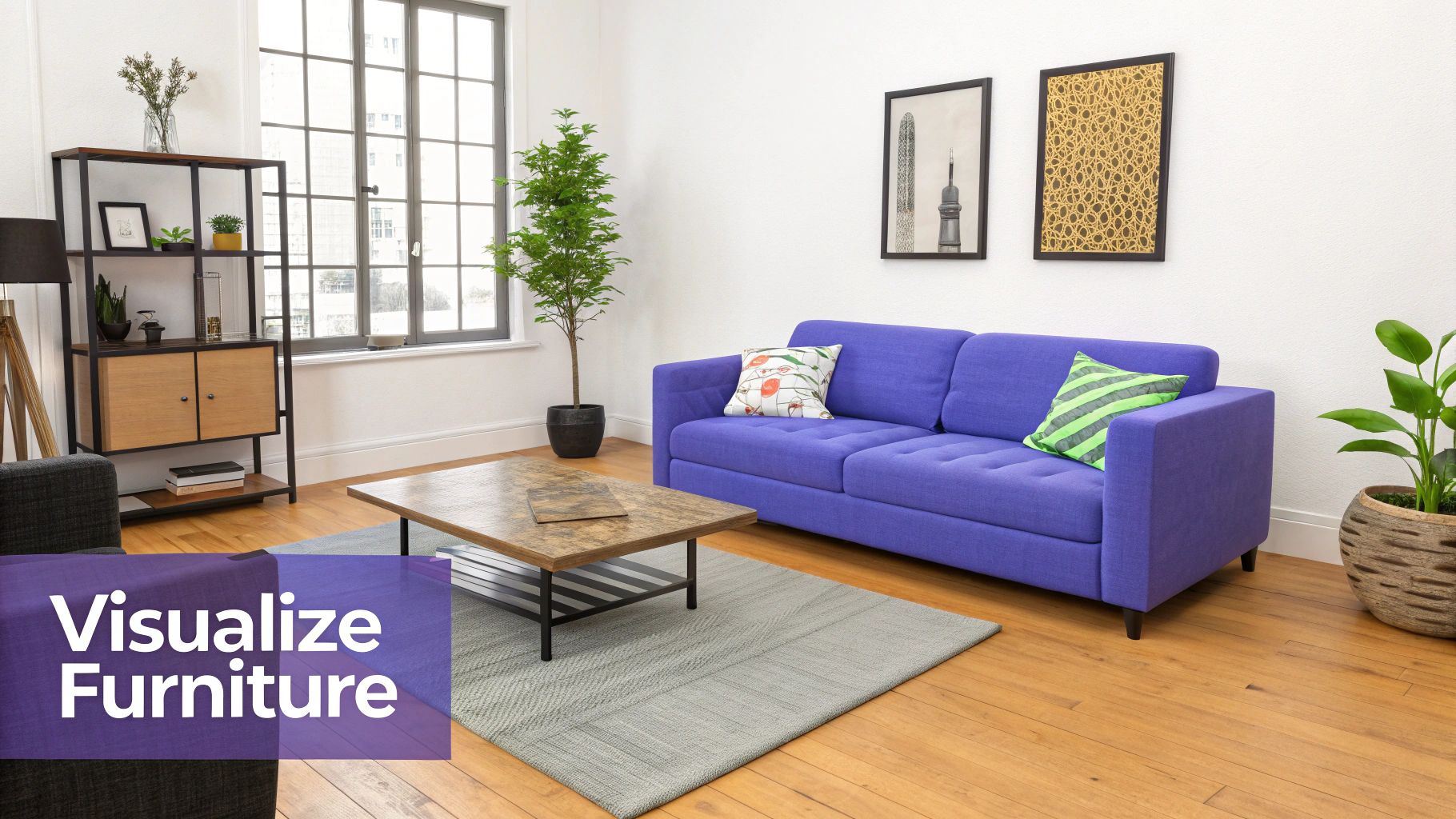 A hyper-realistic interior design rendering created with aiStager