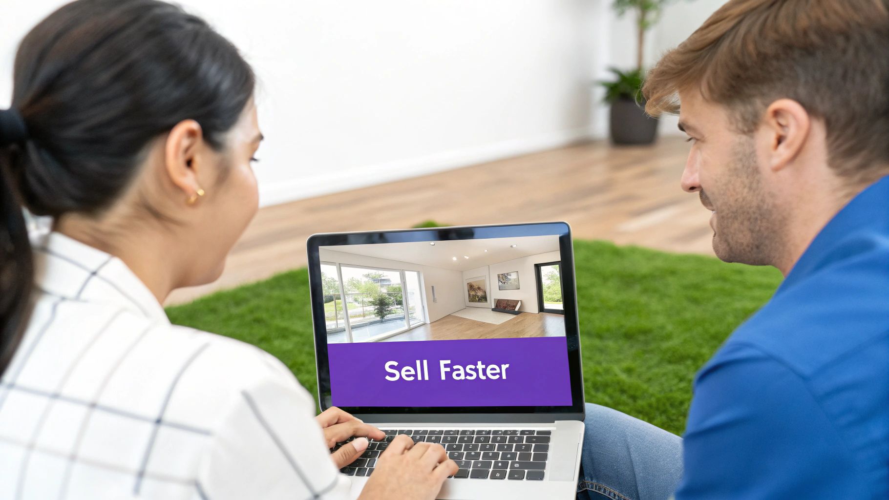 A hyper-realistic, virtually staged room showing different design concepts appealing to various buyer types.