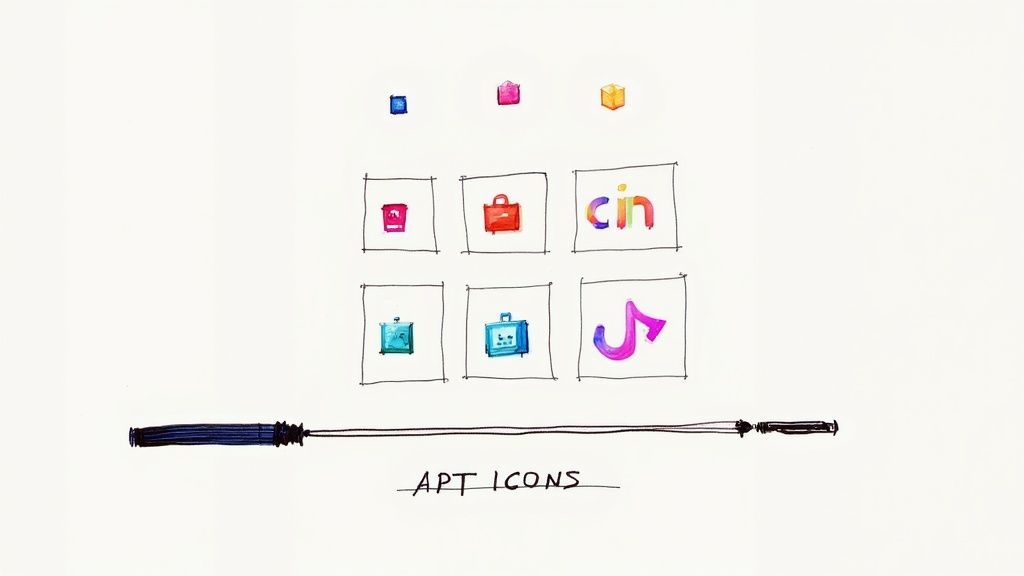 A designer using VibeIcons to create a custom icon set on their computer.