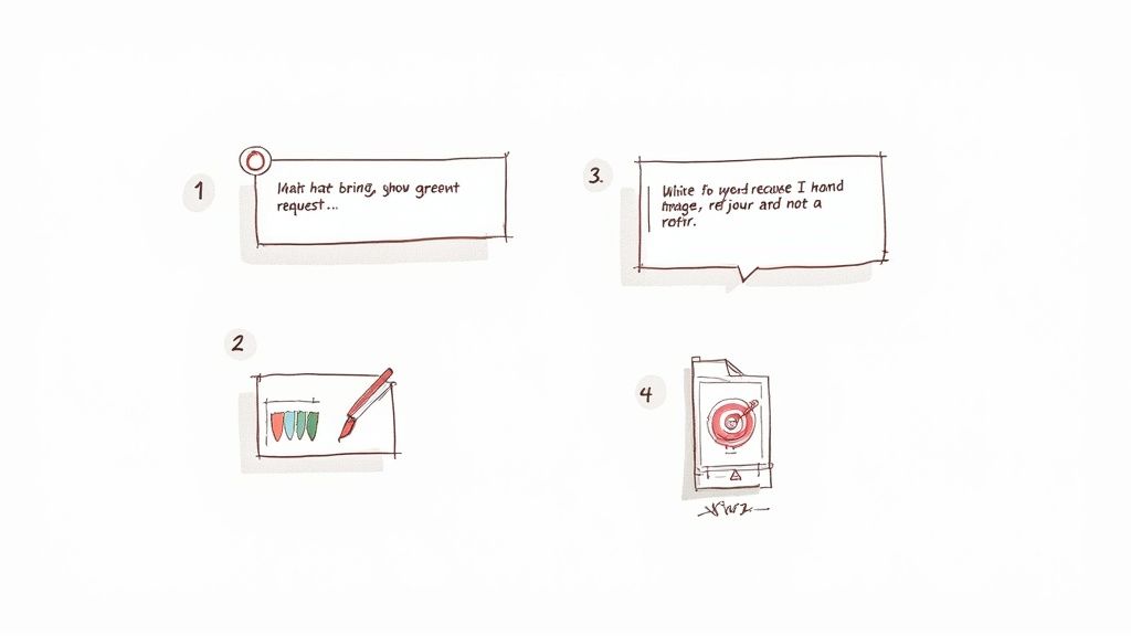 A hand holding a stylus and drawing an icon on a digital tablet, symbolizing the creation process.