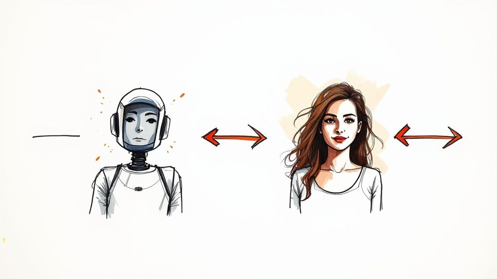A person's face being transformed from a photo into a stylized, colorful icon