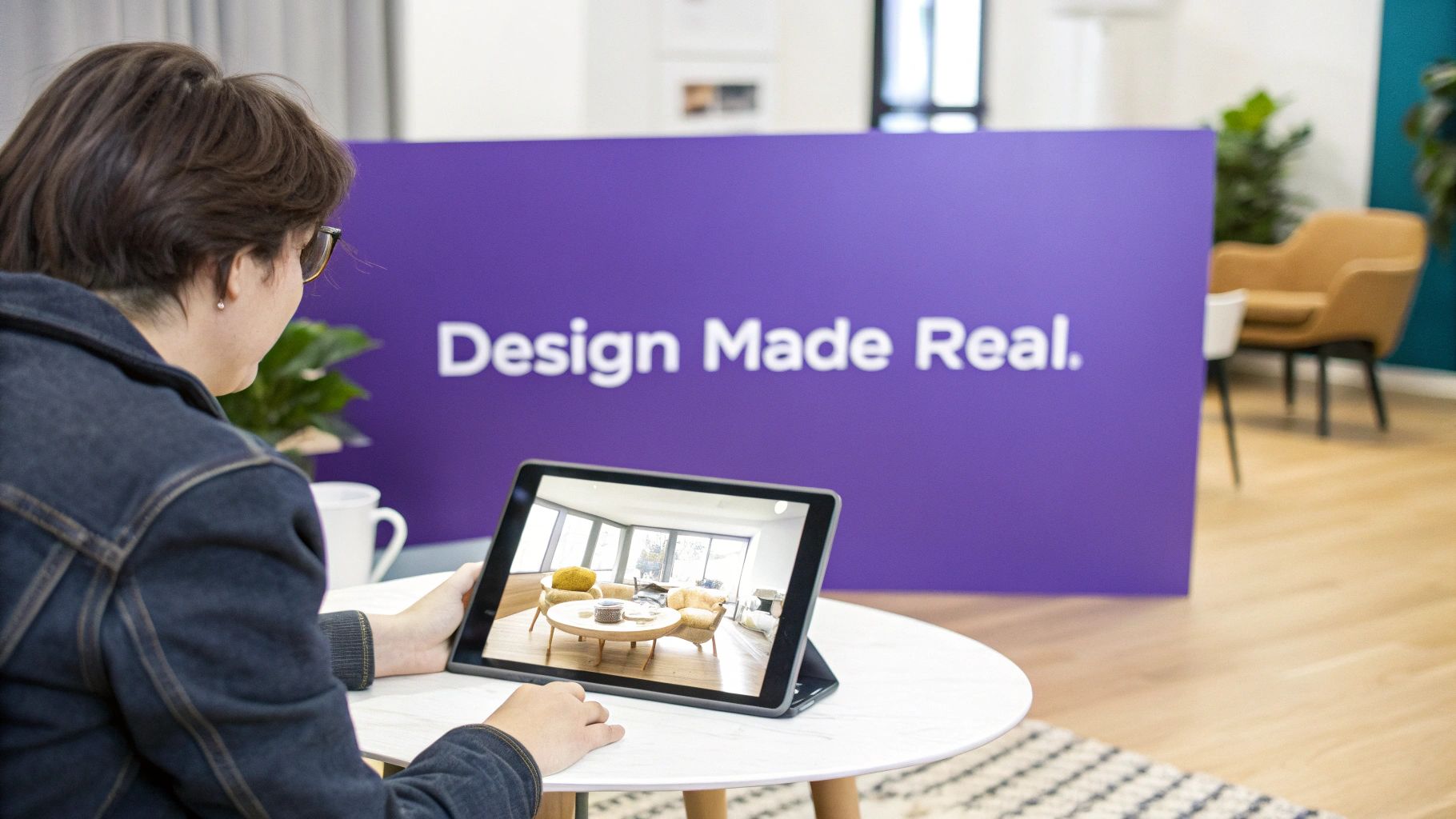 A family enjoys their modern farmhouse living room, perfectly arranged with a comfortable sofa and accent chairs.