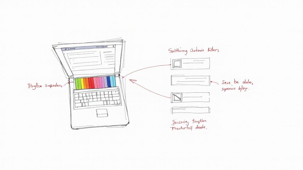 A high-fidelity mockup of a mobile app showing colors, typography, and icons.