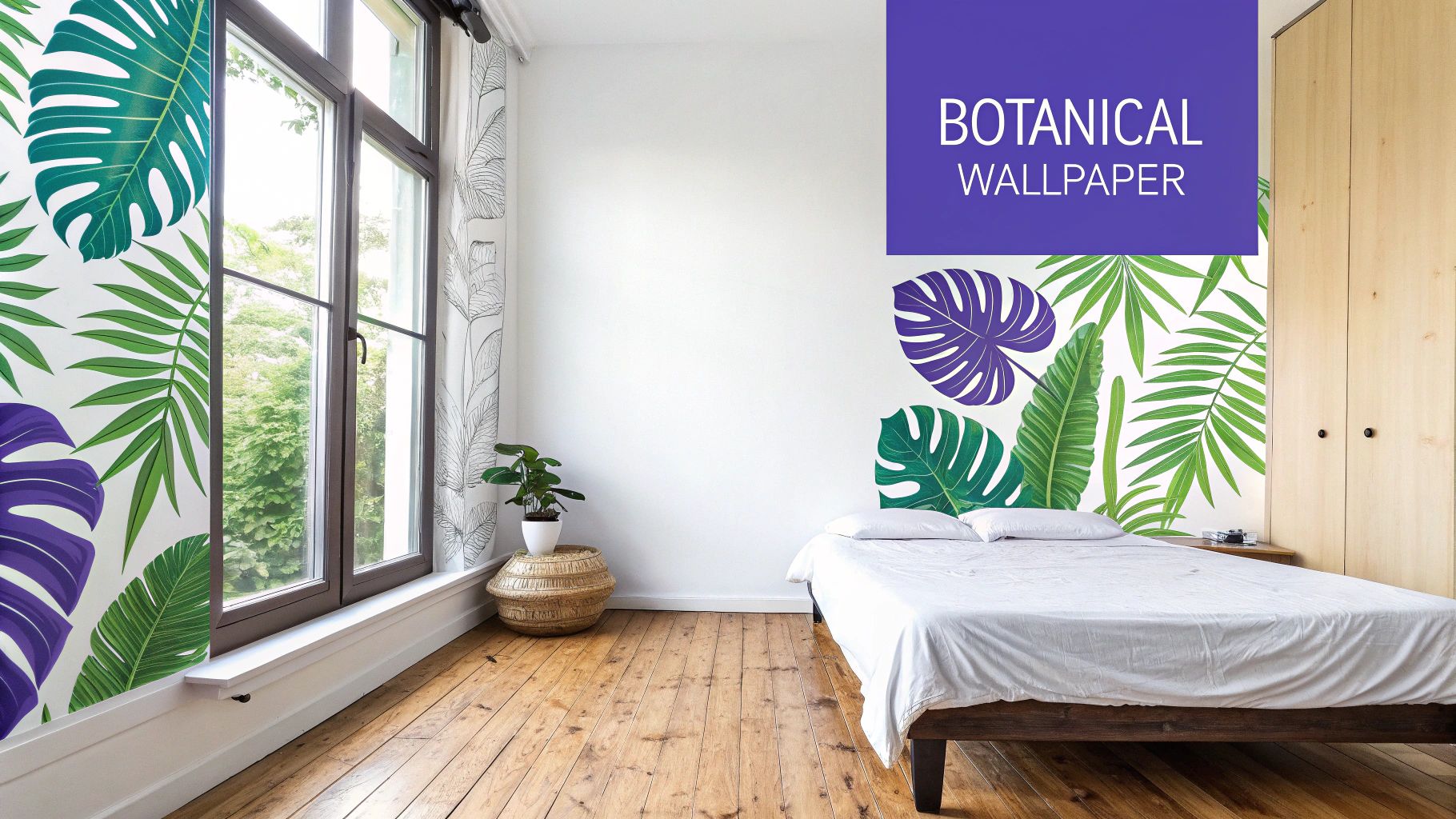 Palm Leaf and Tropical Botanical Wallpaper