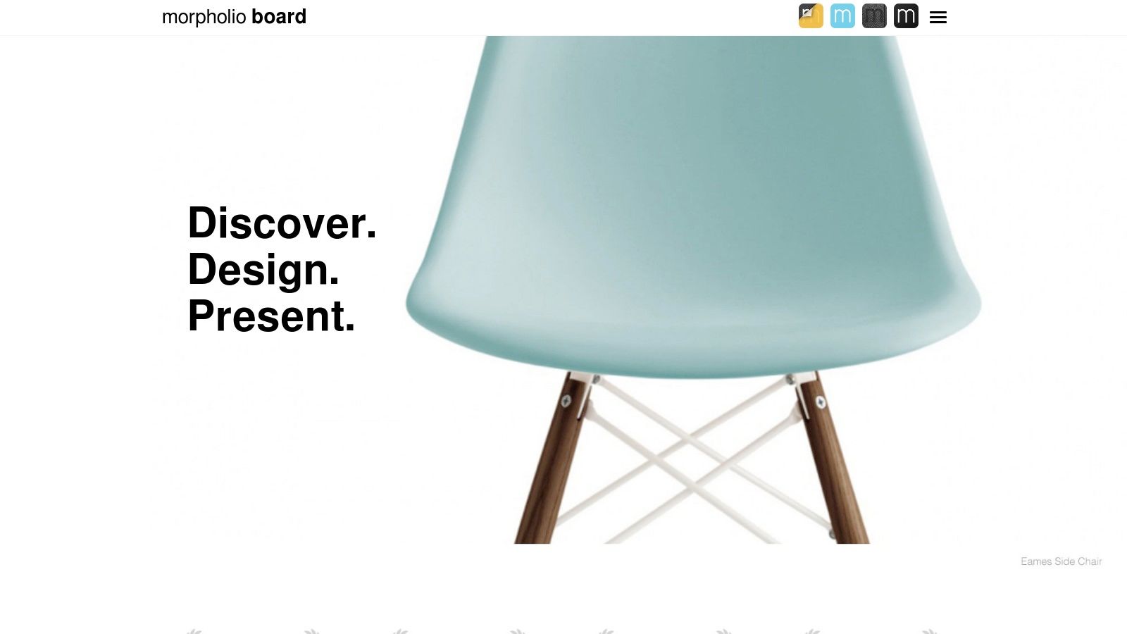 Morpholio Board showcasing a clean mood board with furniture and color swatches.