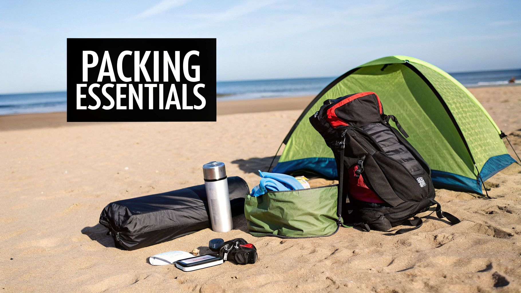 A person sitting inside a tent looking out at a serene beach in Goa