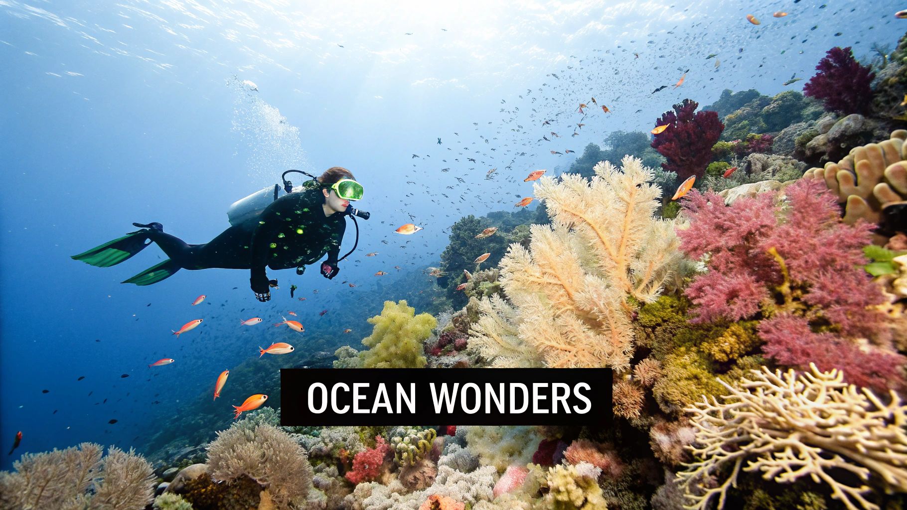 A colourful fish swims through a coral reef in Goa