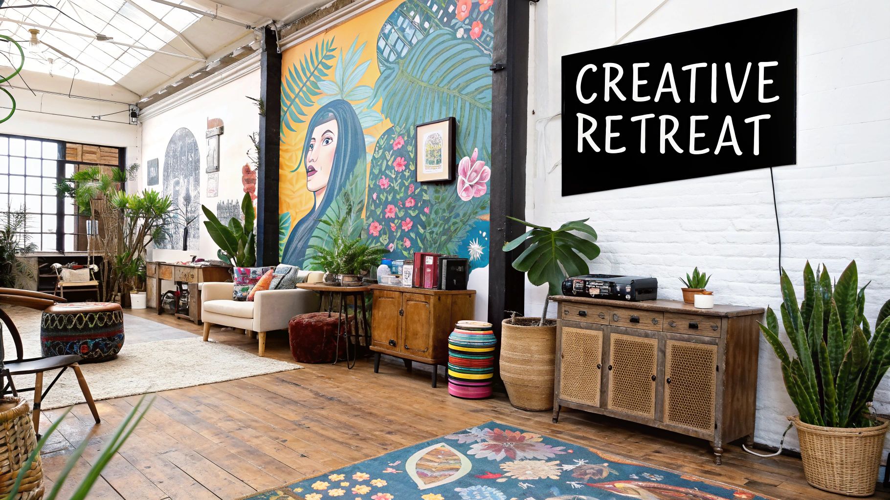 9 Best Homestays in Goa for an Authentic 2025 Holiday 2 A creatively designed room at Soul Travelling - Artist's Homestay with artistic decor and murals.