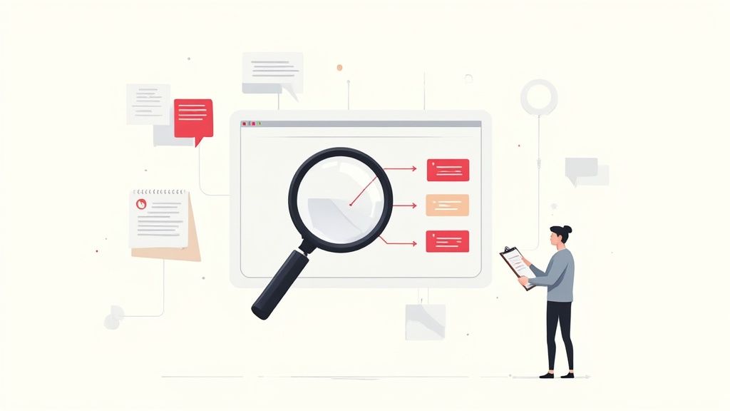 A team collaborating around a whiteboard with workflow diagrams