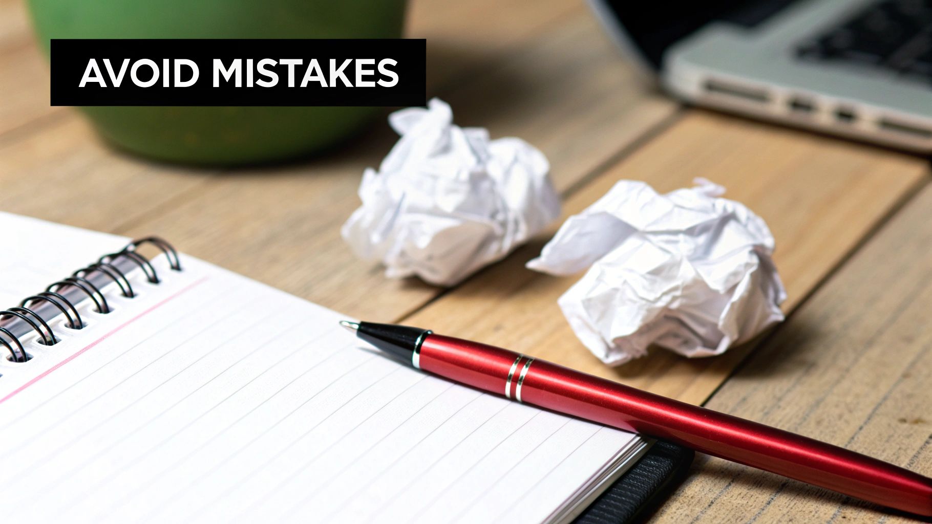 A person reviewing a document with a red pen, highlighting potential mistakes.
