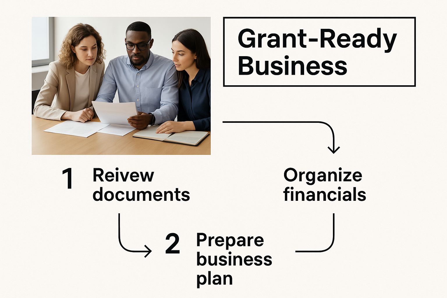 Infographic about how to find small business grants