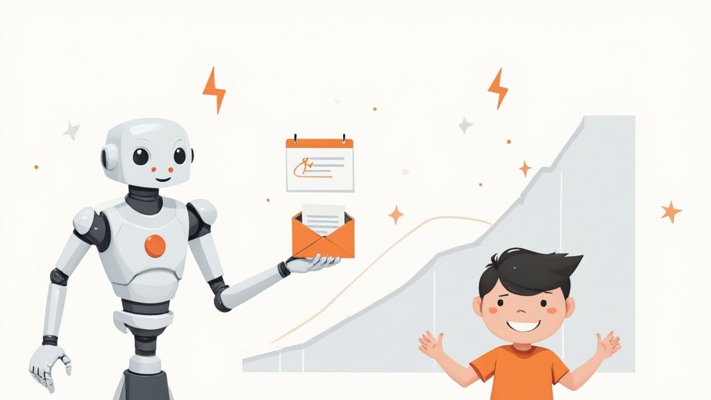 A team collaborating around a whiteboard, representing a culture of continuous improvement in an organization.