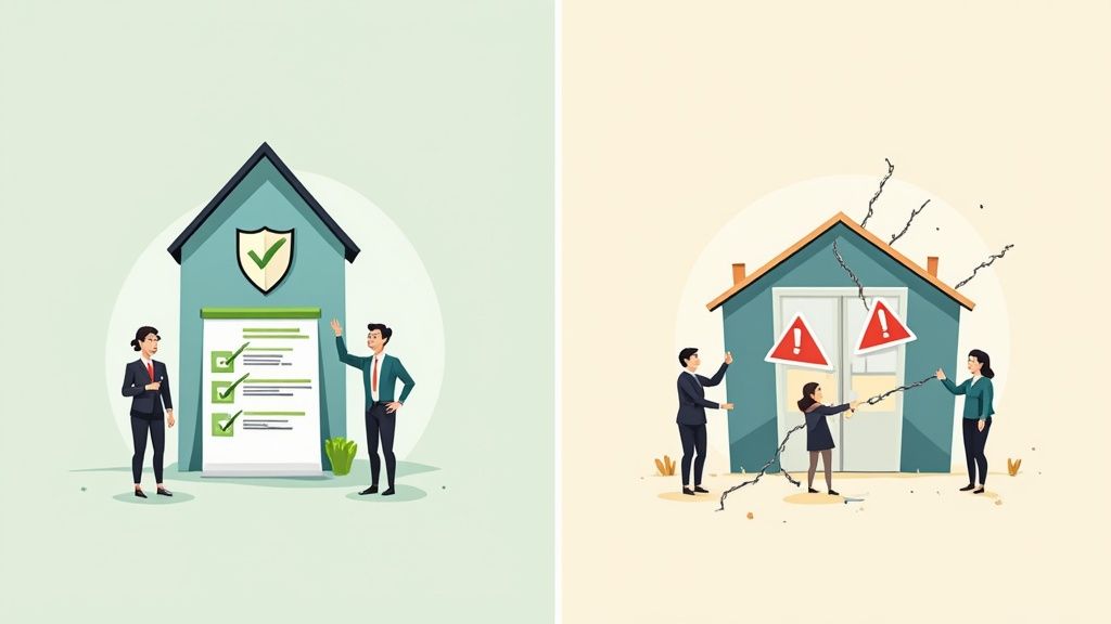 A team collaborating around a table, illustrating a business continuity plan testing session.