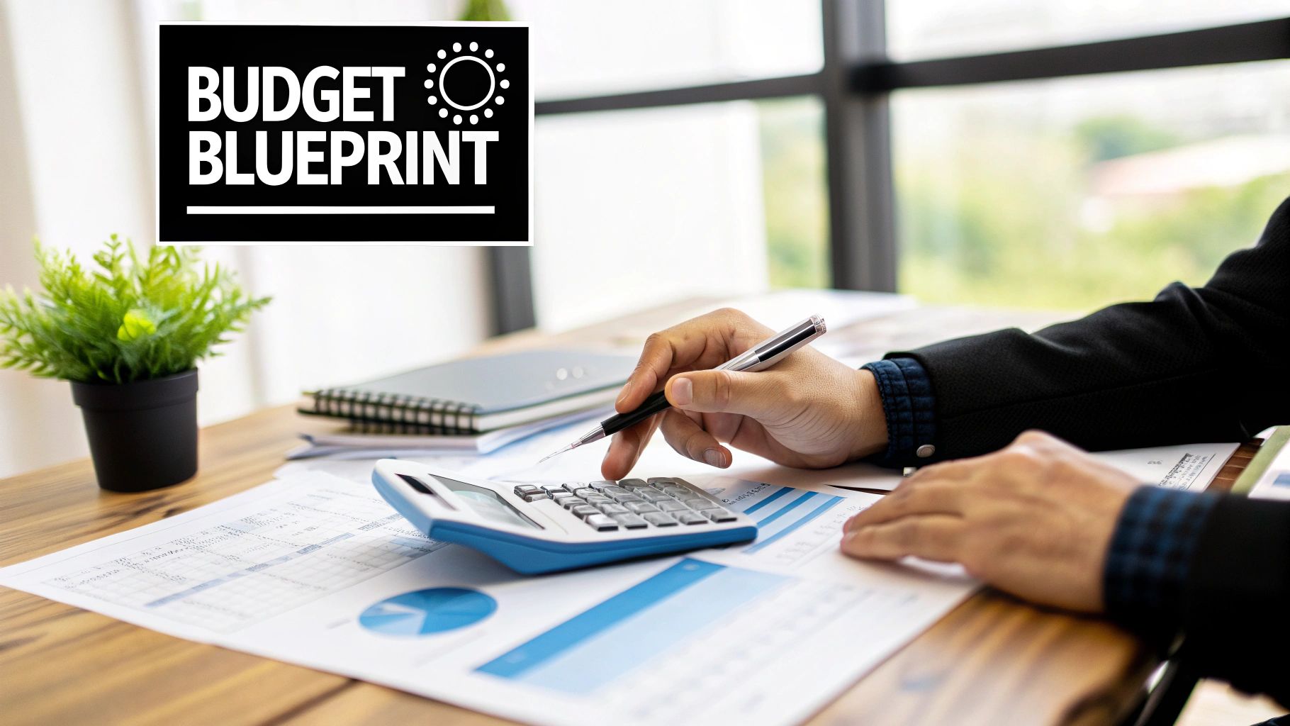 A spreadsheet with budget calculations and charts, symbolizing financial planning for a grant.