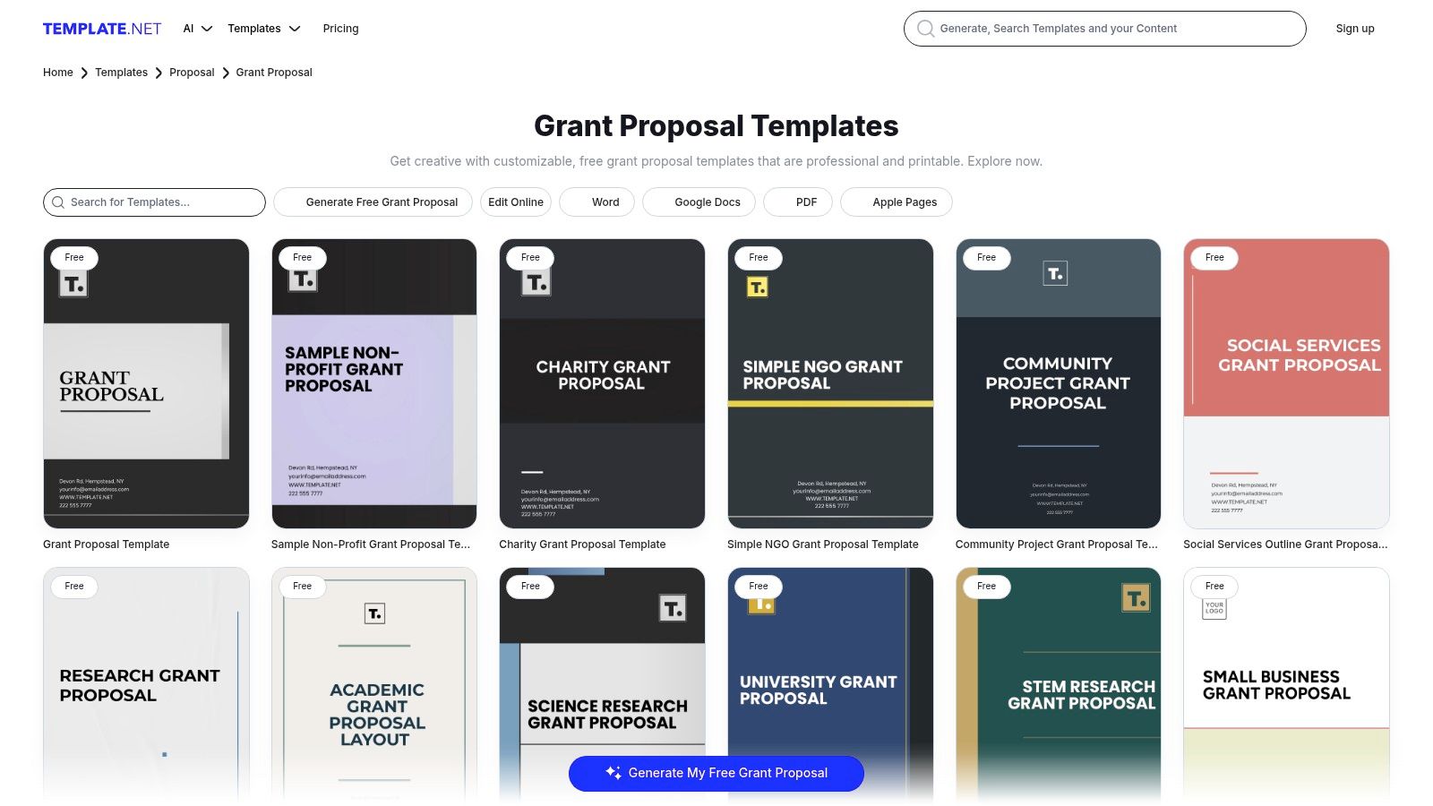 Template.net – Grant Proposal Templates
