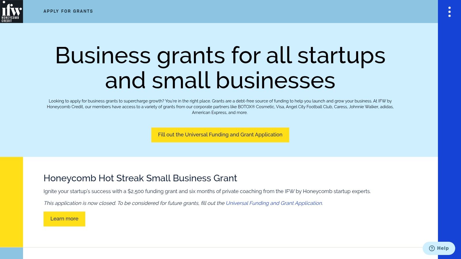 IFundWomen (IFW by Honeycomb Credit) — Grants