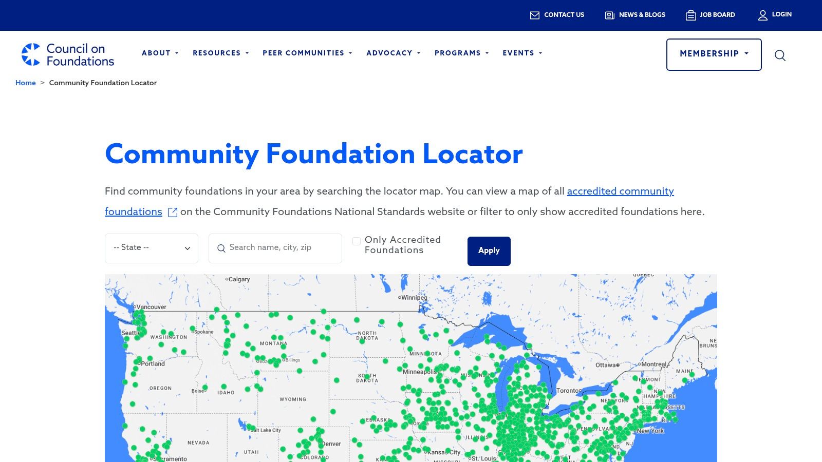 Council on Foundations – Community Foundation Locator