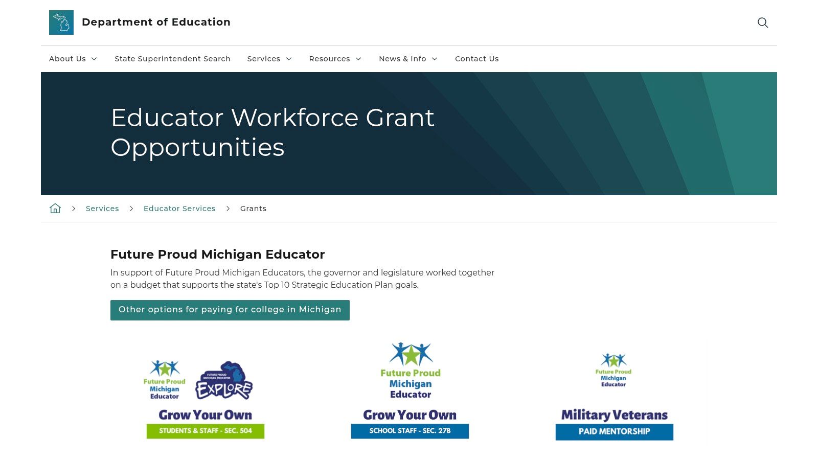 Michigan Department of Education – Special Education Teacher Tuition Reimbursement Grant