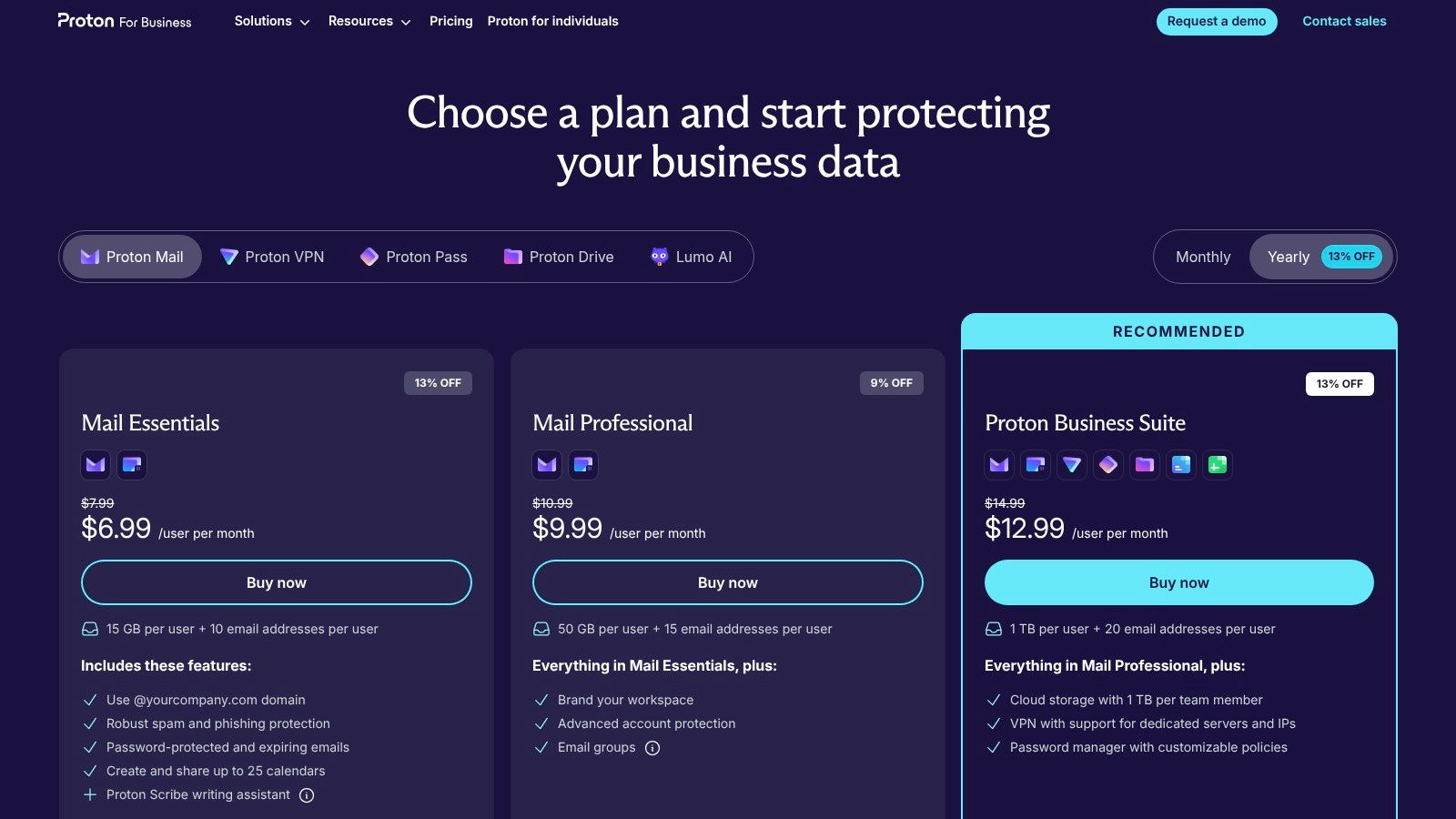 Proton Business (Mail/Drive/Calendar + VPN/Pass)