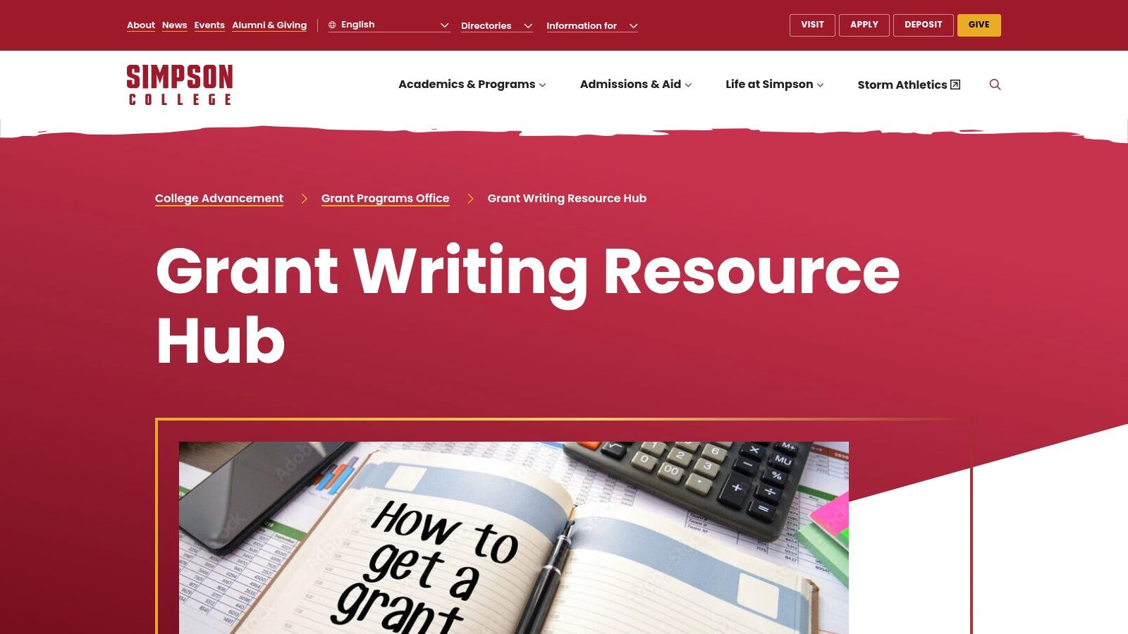 Simpson College's Grant Writing Resource Hub