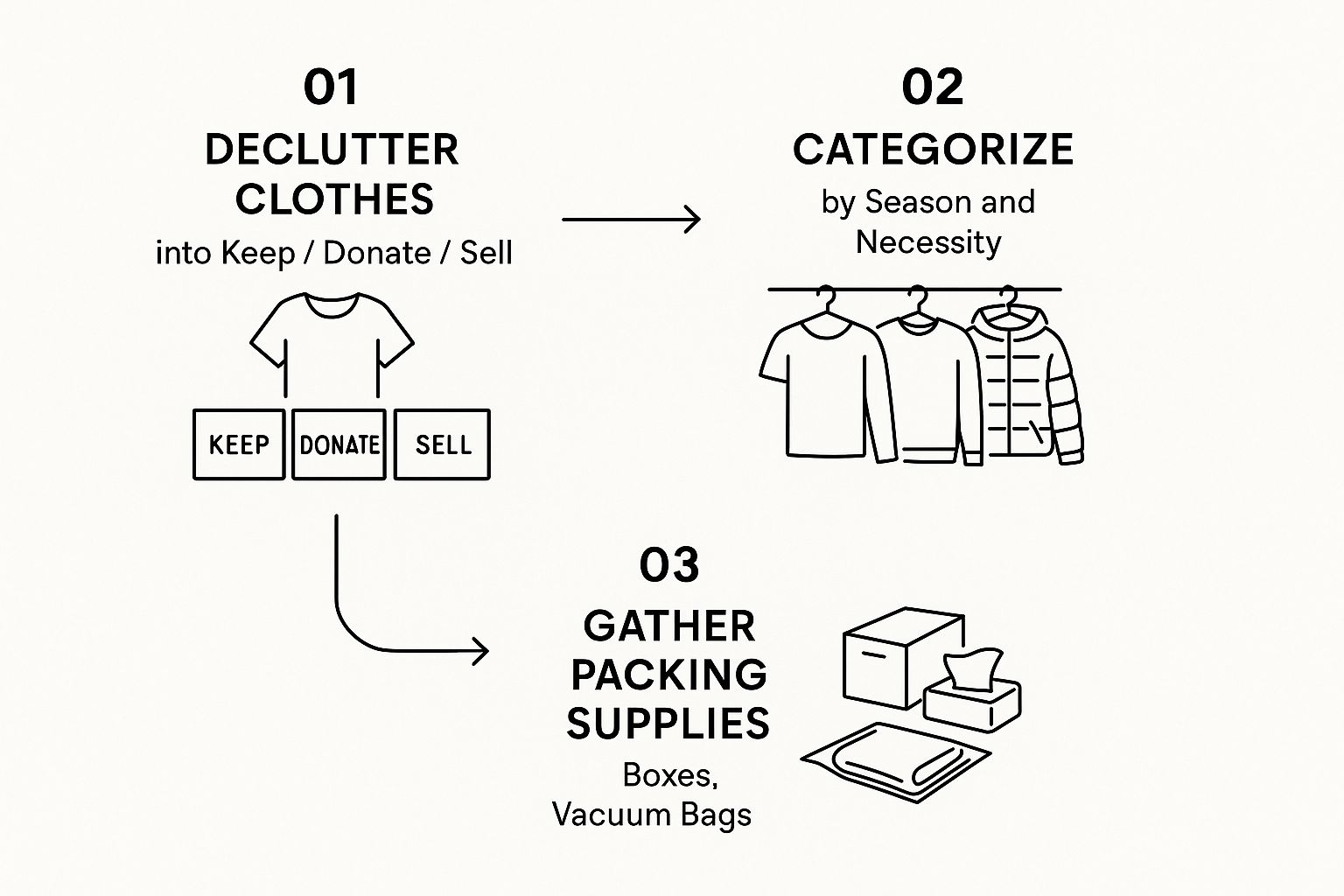 Infographic about how to pack clothes for moving