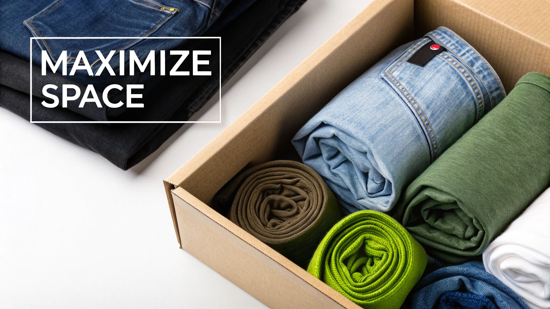 A person rolling clothes to place them neatly into a suitcase.