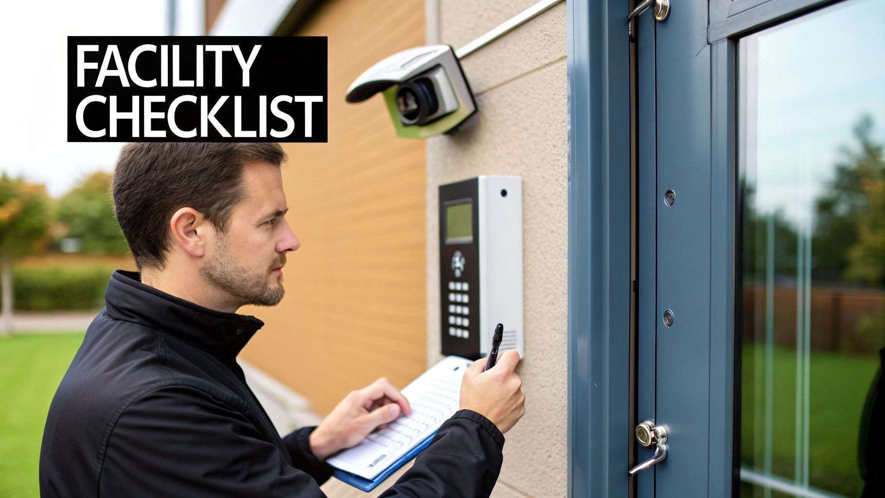 A person using a keycard to access a secure storage facility.