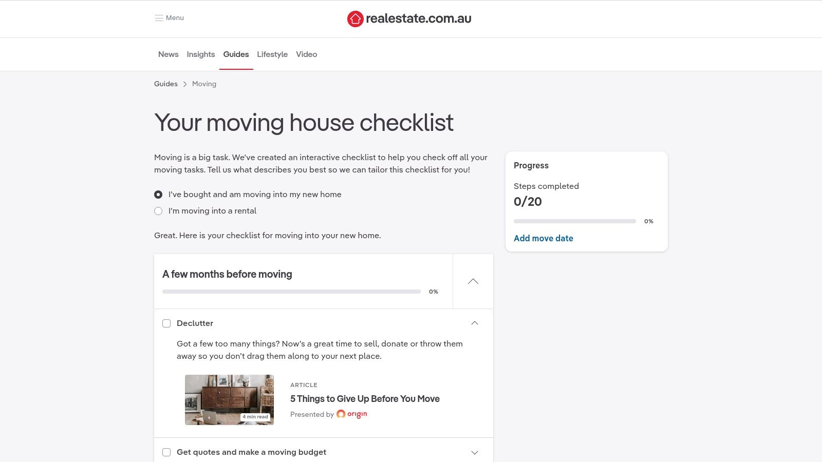 realestate.com.au — Interactive Moving House Checklist (national)